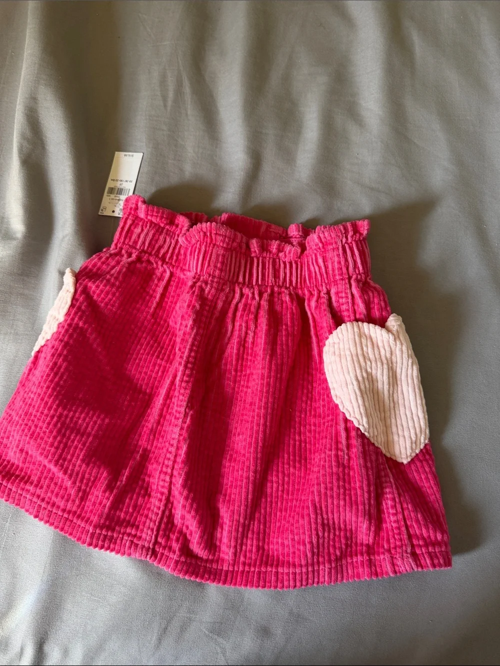 Old Navy Hot Pink Corduroy Skirt with Light Pink Heart Pockets
